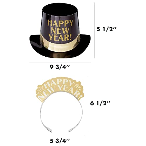 Amscan Get The Party Started New Year's 2026 Party Kit for 25, Includes Top Hats and Tiaras