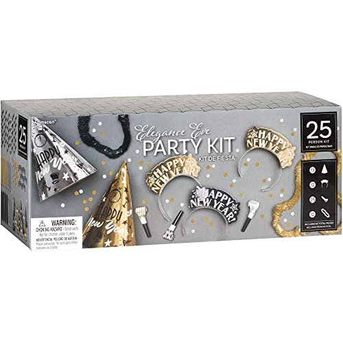 Amscan Elegant Eve 2026 New Year's Eve Decorations Party Supplies for 25, Includes Cone Hats and Tiaras