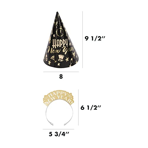 Amscan Elegant Eve 2026 New Year's Eve Decorations Party Supplies for 25, Includes Cone Hats and Tiaras