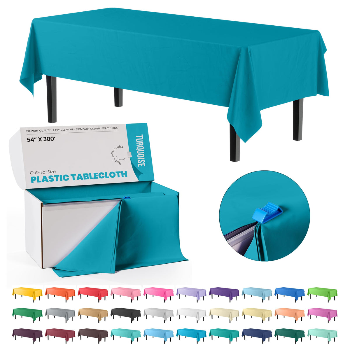 Little Gym - 54" X 300' Select A Size Table Cover - Turquoise
