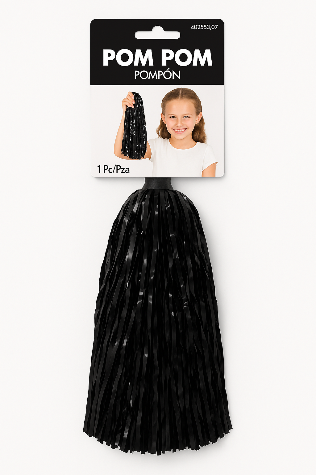 Black Pom-Pom Cheer Accessory - 15" Handheld