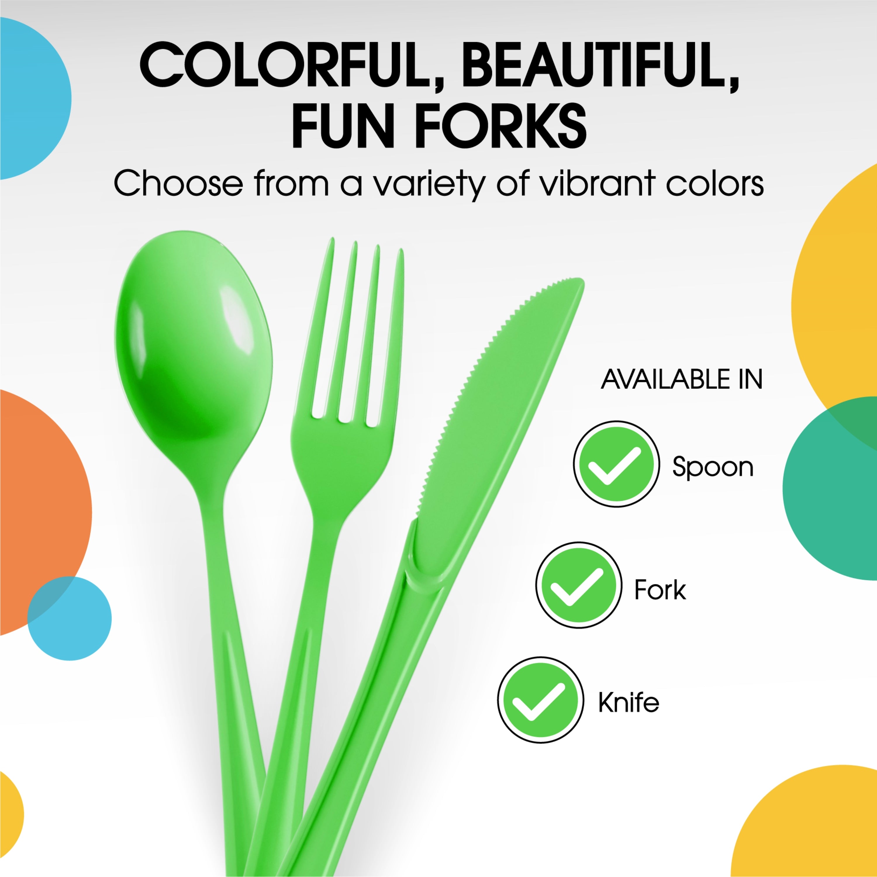 PMA - Heavy Duty Lime Green Plastic Forks - 50 Ct.