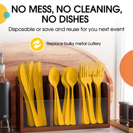 PMA - Heavy Duty Yellow Plastic Spoons - 50 Ct.