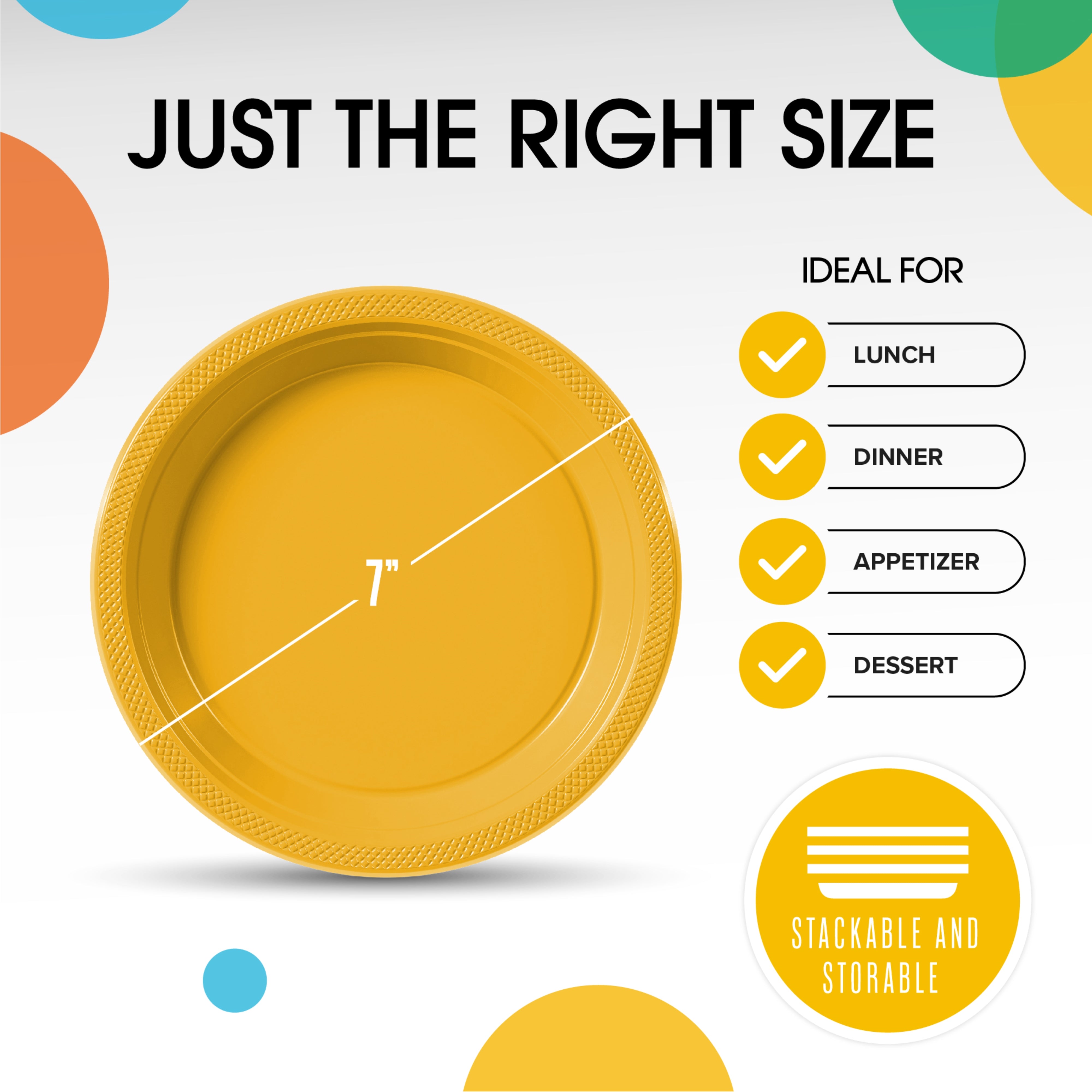 PMA - 7 In. Yellow Plastic Plates - 50 Ct.
