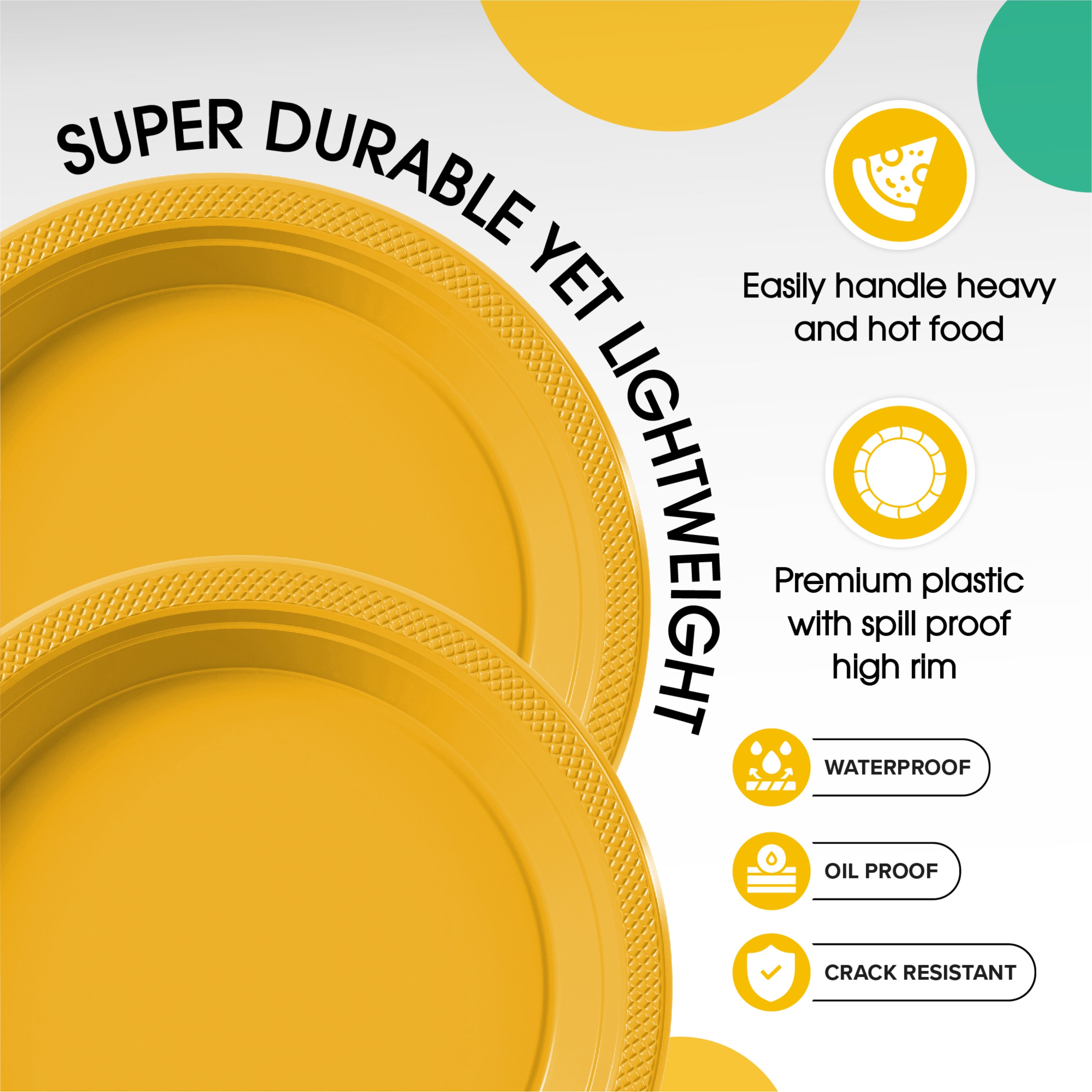 PMA - 7 In. Yellow Plastic Plates - 50 Ct.