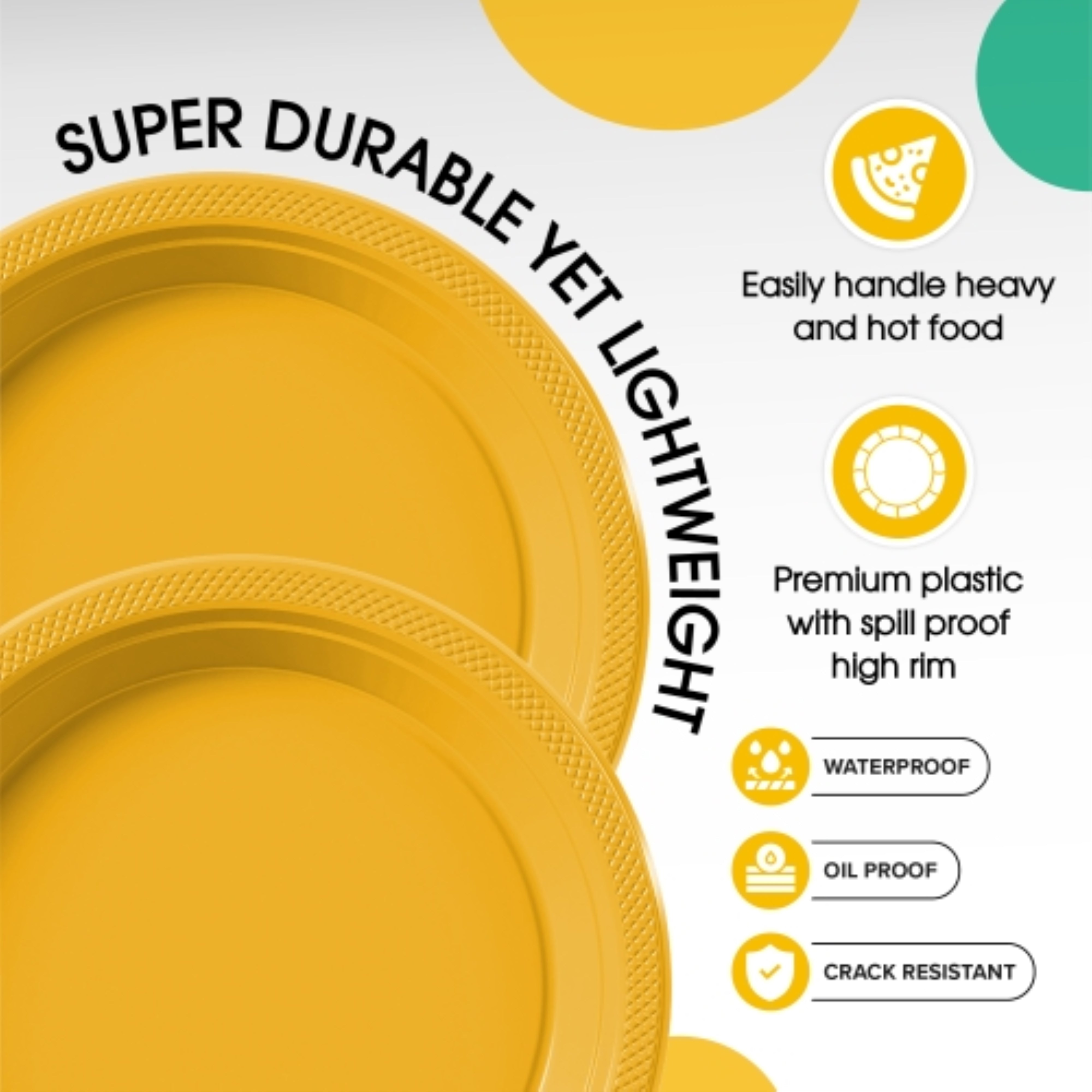 PMA - 9 In. Yellow Plastic Plates - 50 Ct.