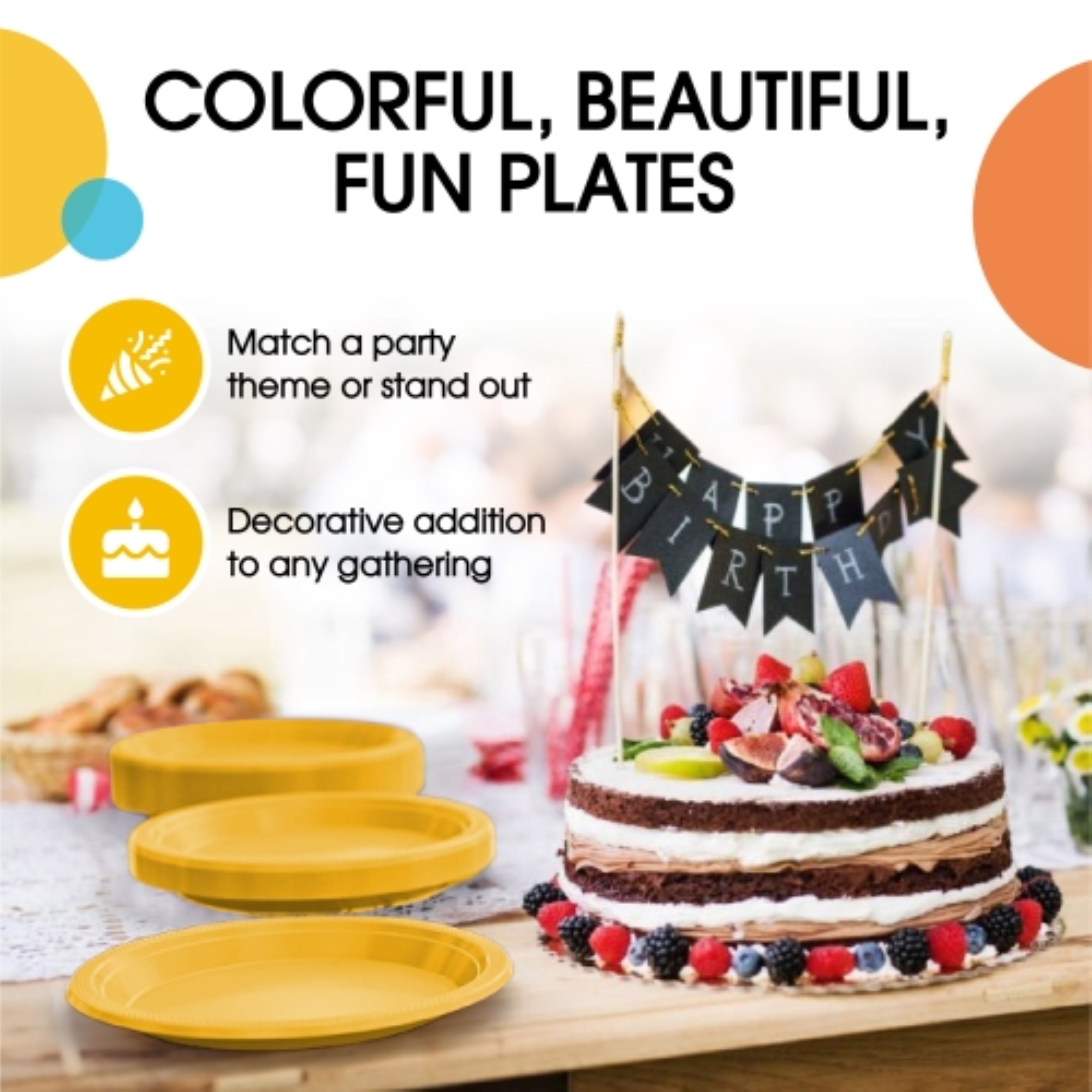 PMA - 9 In. Yellow Plastic Plates - 50 Ct.