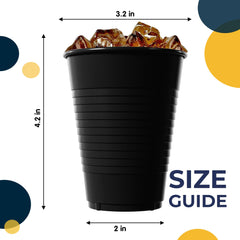 PMA - 12 Oz. Black Plastic Cups - 50 Ct.