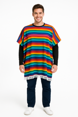 Vibrant Multicolored Fiesta Serape with Fringe Trim