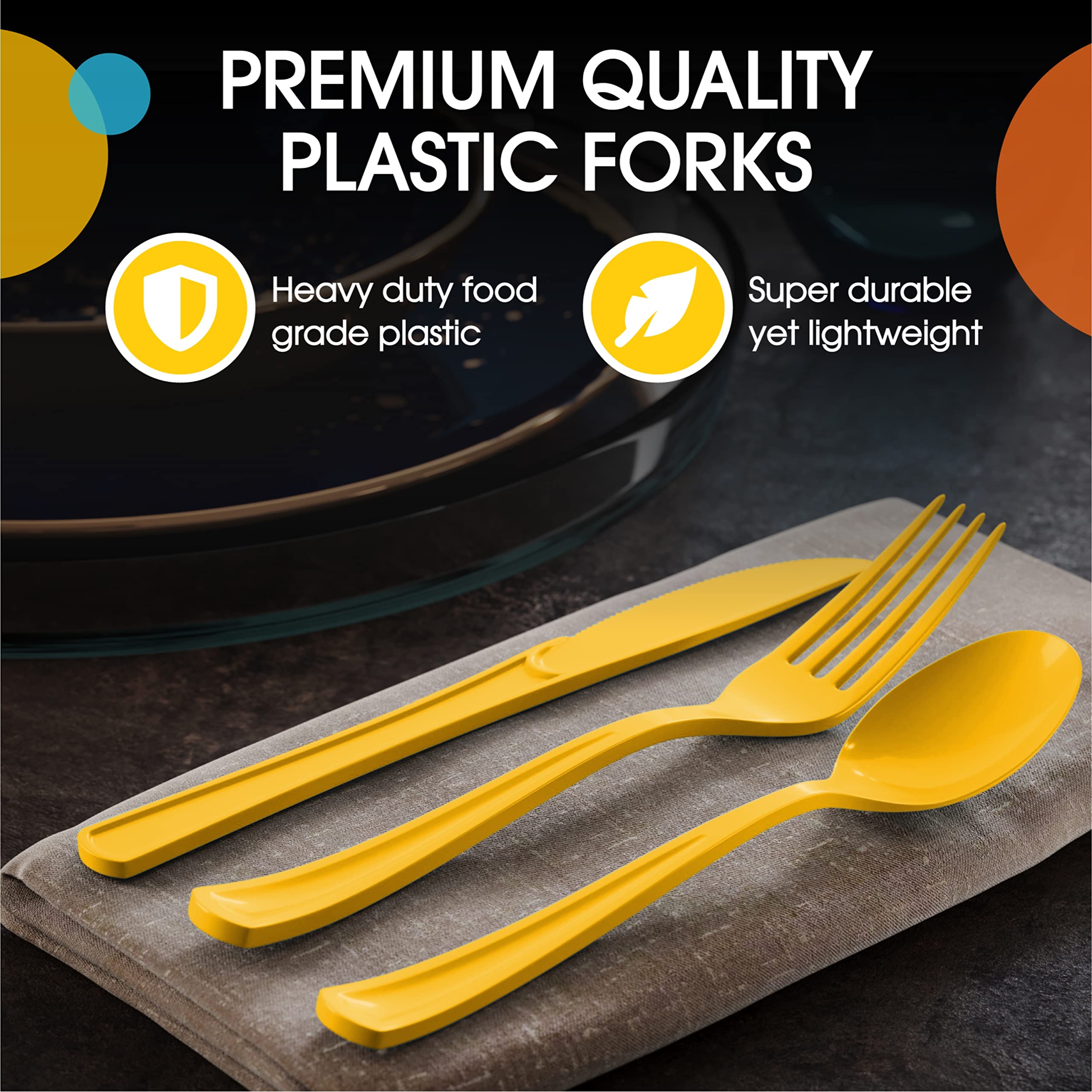 350 Pcs White/Yellow Disposable Tableware Set