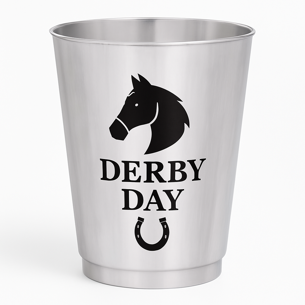 10 oz. Silver Electroplated Plastic Tumbler for Derby Day