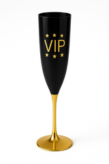 Glamorous VIP Champagne Flutes - Black & Gold, 5oz, Set of 4