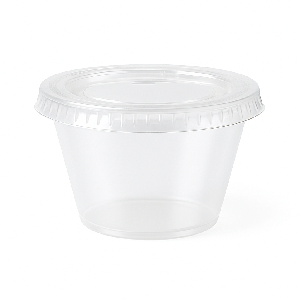 Clear Plastic Jelly Shot Glasses with Lids, 2.5 oz, 50-Pack