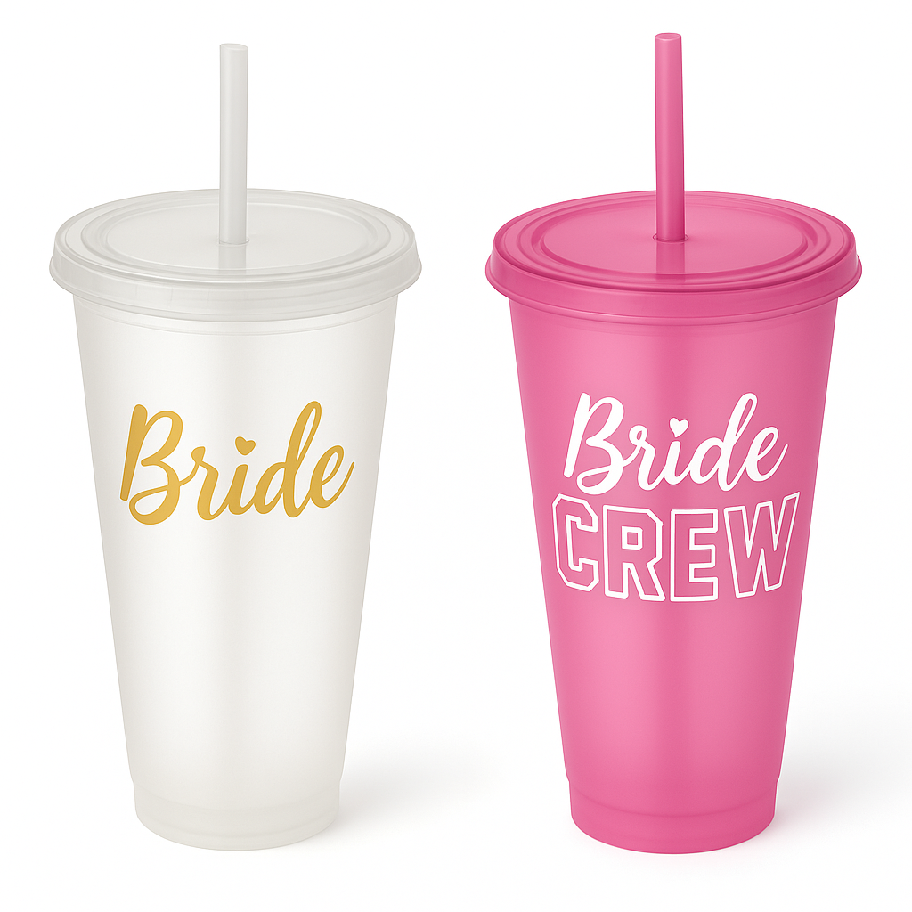 Bride & Bride Crew Bachelorette Tumbler Set with Straws