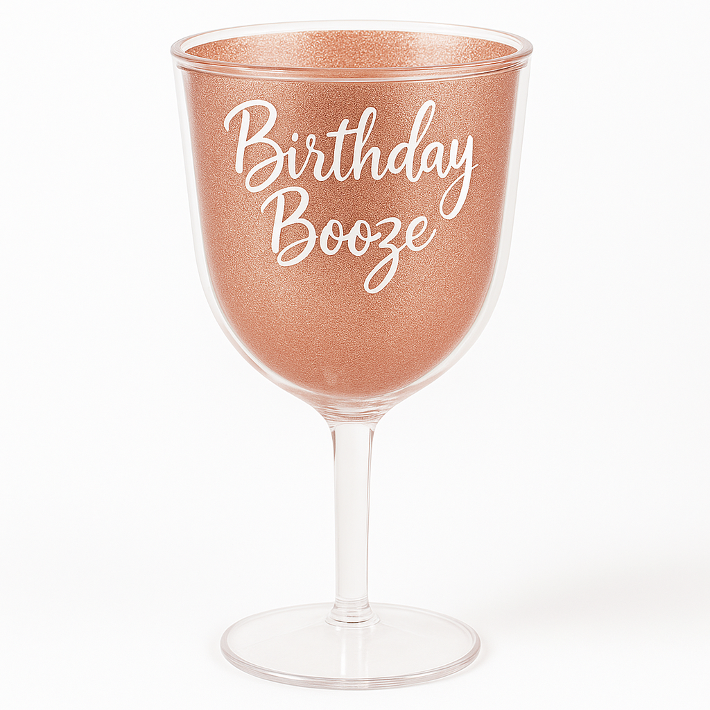 Blush Rose Gold Birthday Wine Goblet - 12 oz