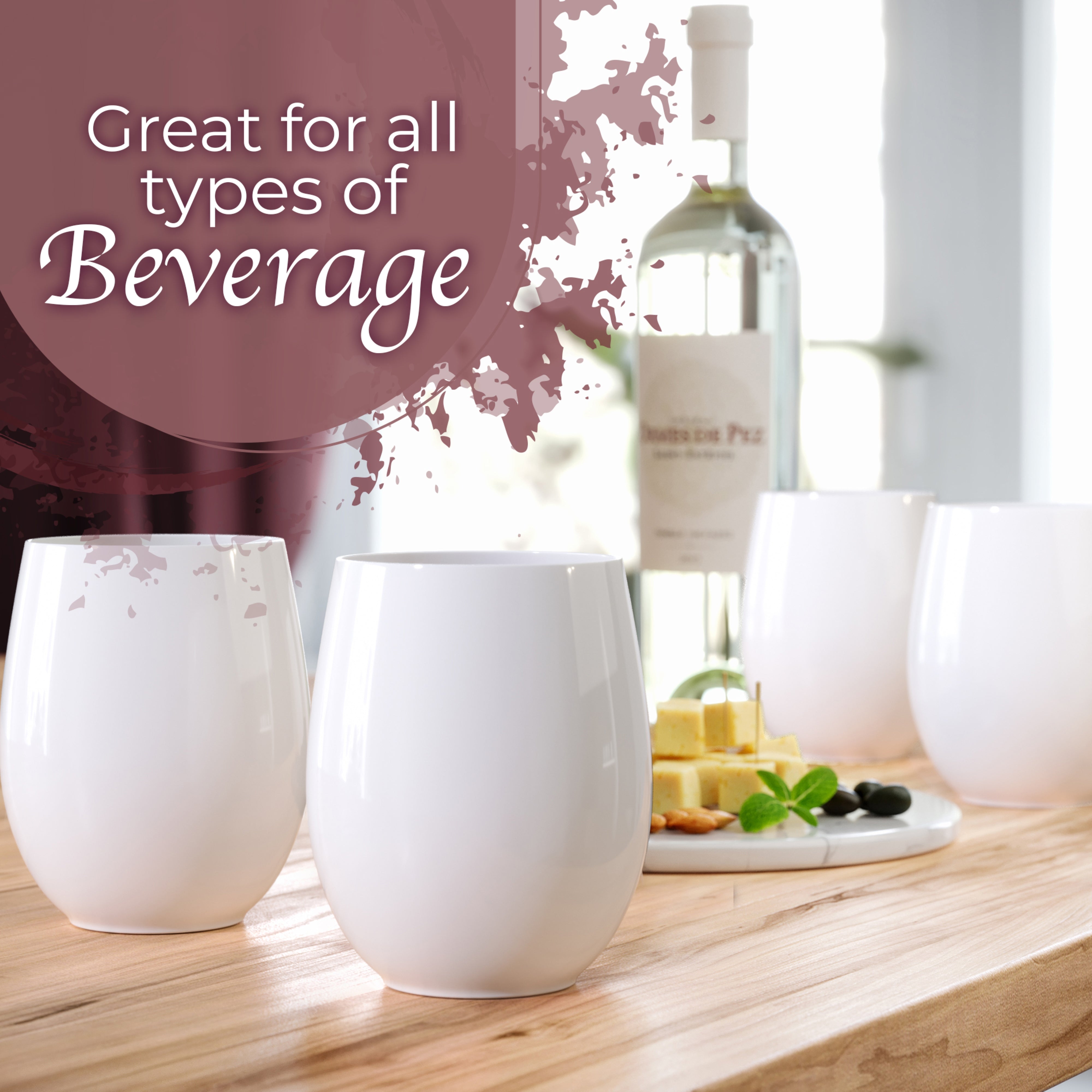 12 Oz. Stemless Wine Tumbler 24 Count | White