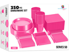 350 Pcs Cerise Plastic Disposable Tableware Set