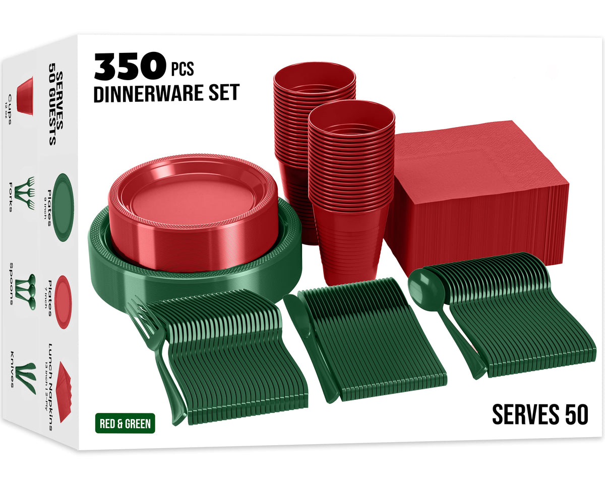 350 Pcs Holiday Disposable Tableware Set