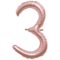 Rose Gold Script Number 3 Balloon - 8-Inch Air-Filled Foil