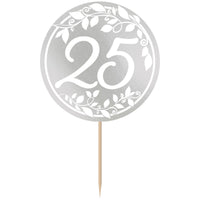 25th Anniversary Silver Party Picks - 3.5-Inch, 24 Pack