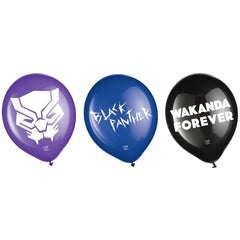Marvel Black Panther Latex Balloons - "Wakanda Forever" Party Pack, 12-inch, 6-Count