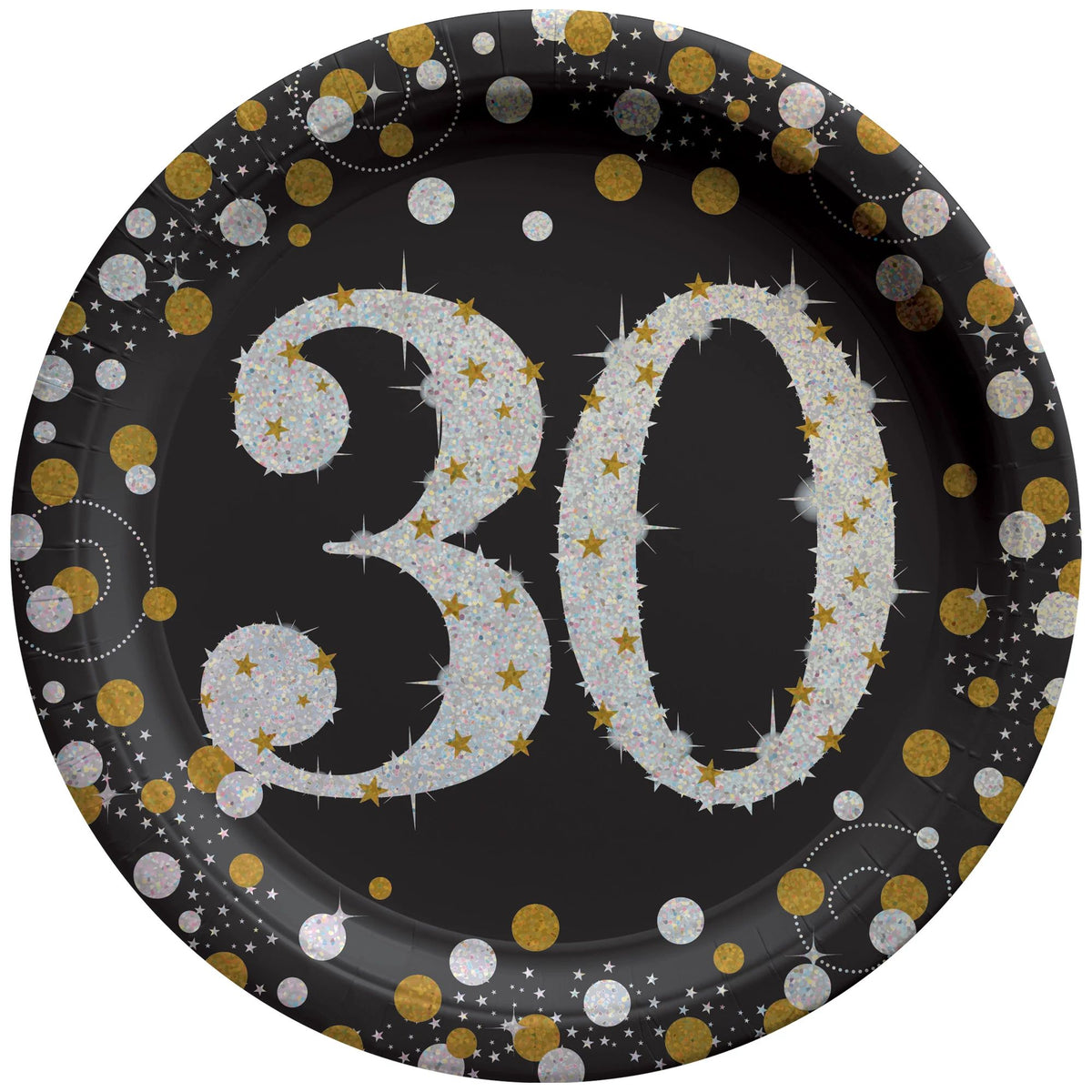 Sparkling Celebration 30th Birthday Prismatic Plates - 9" Round