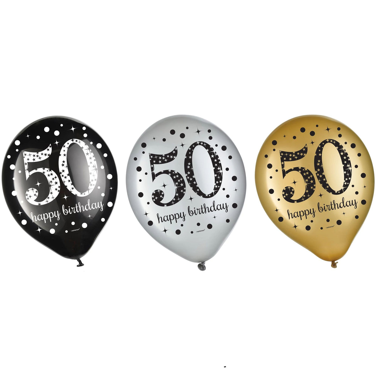 Sparkling 50th Birthday Latex Balloons - Pack of 50