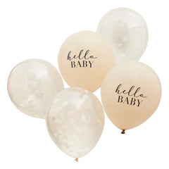 Ginger Ray "Hello Baby" Latex Balloons for Baby Shower