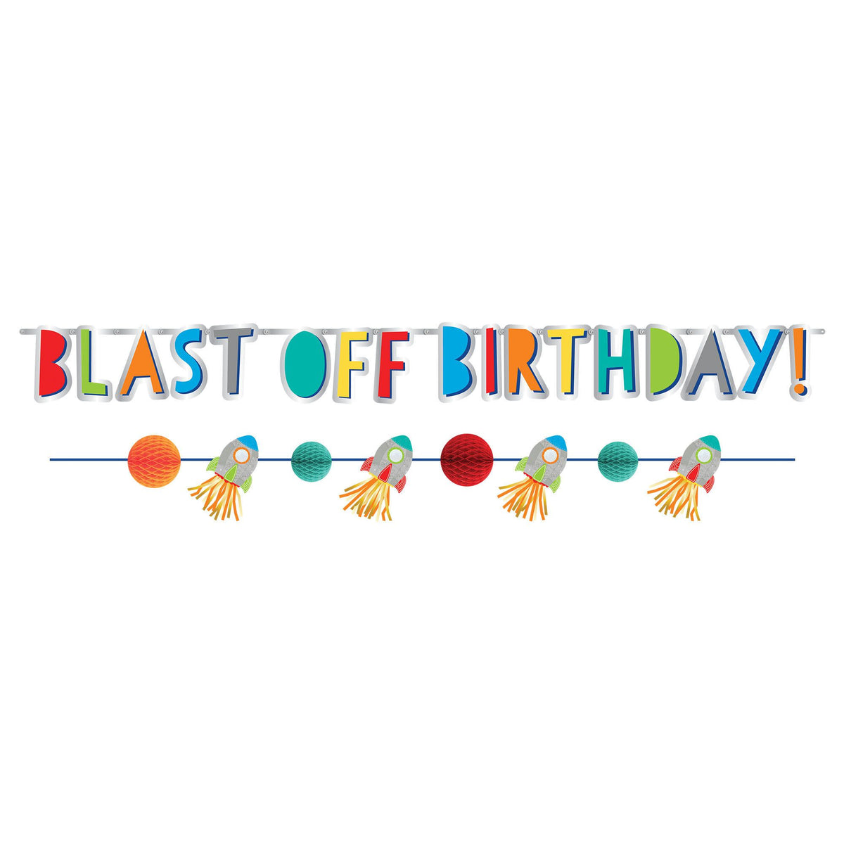 Blast Off Birthday Banner Kit for Baby's First Birthday