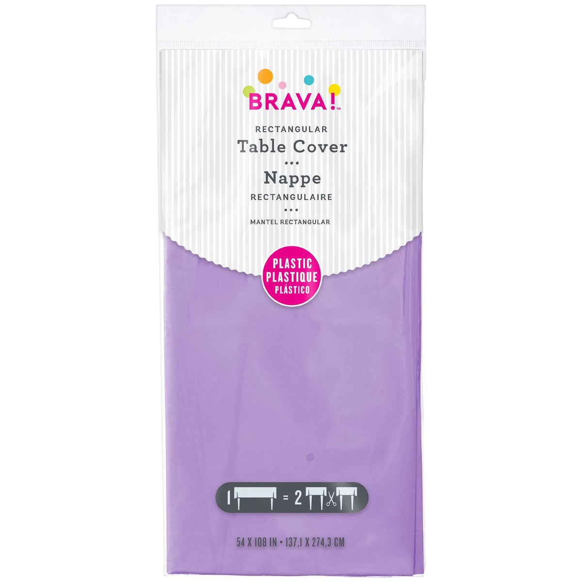 Lavender Plastic Table Cover, 54x108-Inch