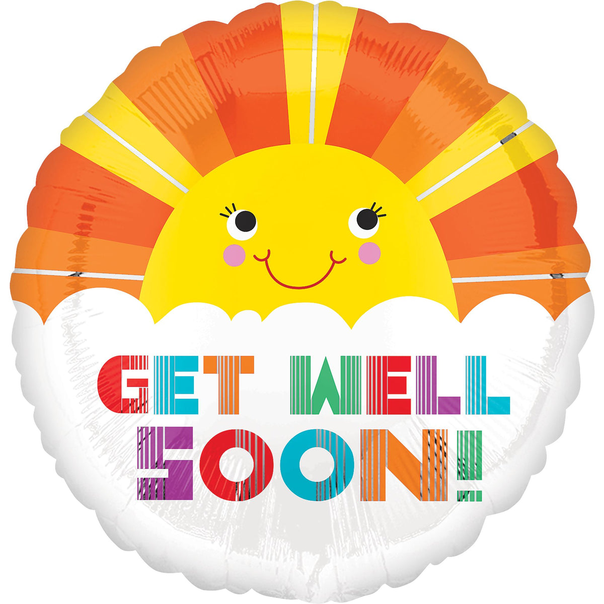 Get Well Soon Sunburst Foil Balloon - 17 Inch