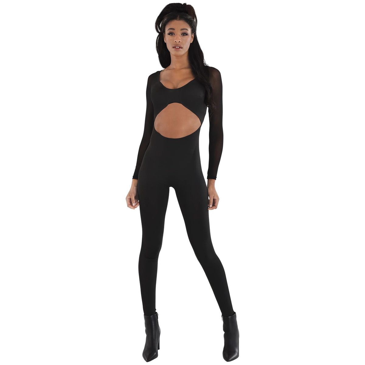 Sleek Black Halloween Catsuit L/XL