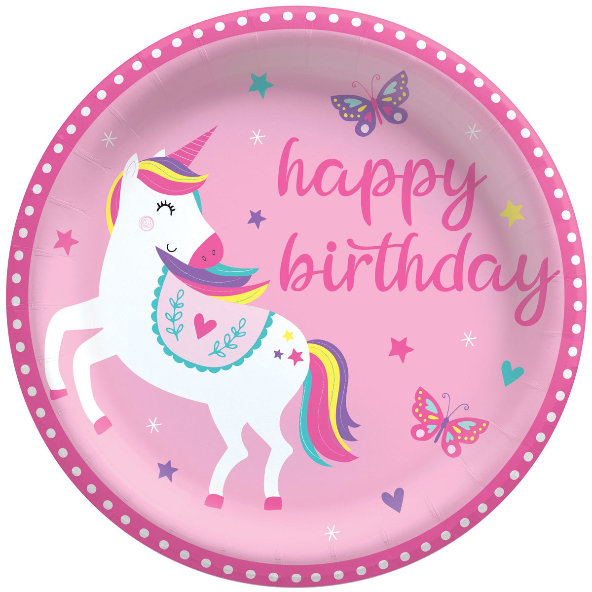 Enchanting Unicorn Birthday Paper Plates - 6.75"