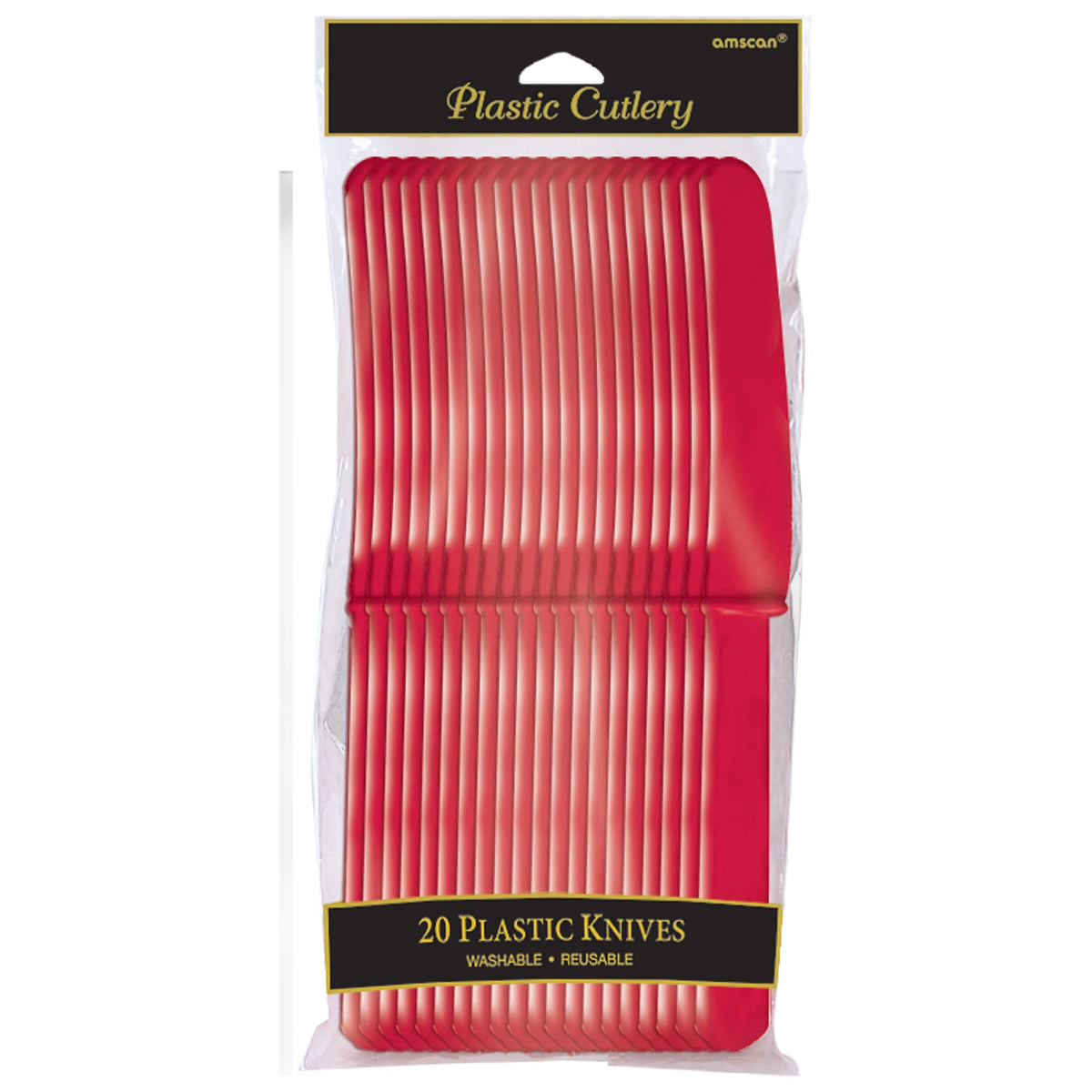Apple Red Plastic Knives - Pack of 20 - 7.5 in.