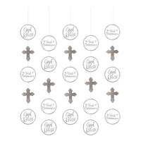 White and Silver Communion Hanging String Decorations, 5-ft, 5-Pack