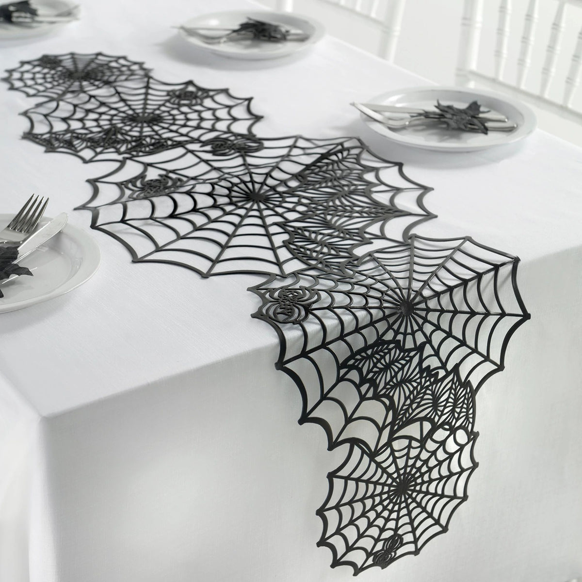 Spooky Spiderweb Halloween Table Runner