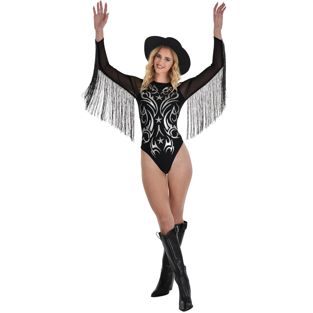 Glamorous Cowgirl Halloween Bodysuit Costume - Women's S/M