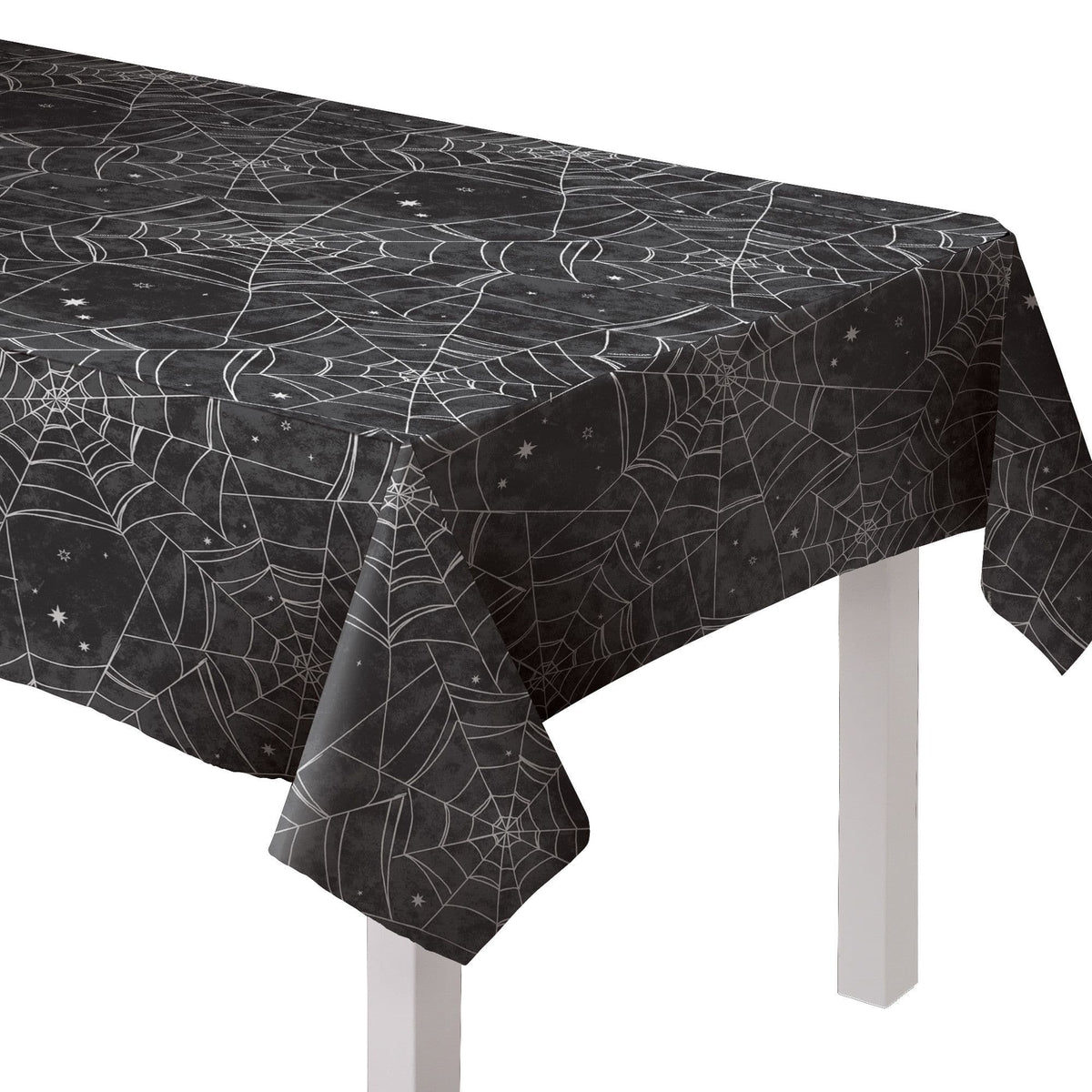 Spooky Spider Web Flannel-Backed Halloween Table Cover