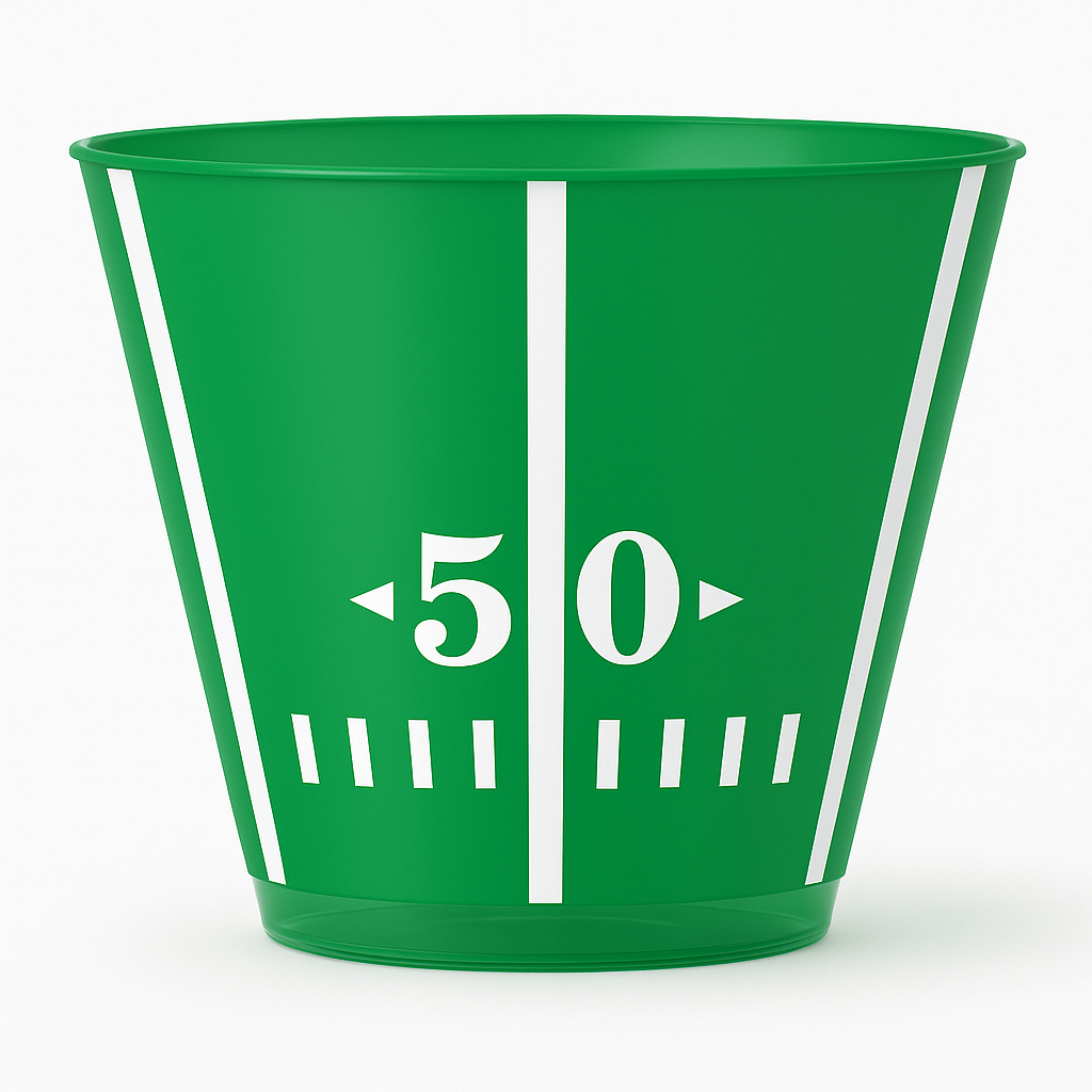 Football Field Plastic Tumblers, 9oz, Green - Set of 24
