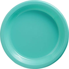 Robin's Egg Blue 7" Round Plastic Dessert Plates - 20 Pack