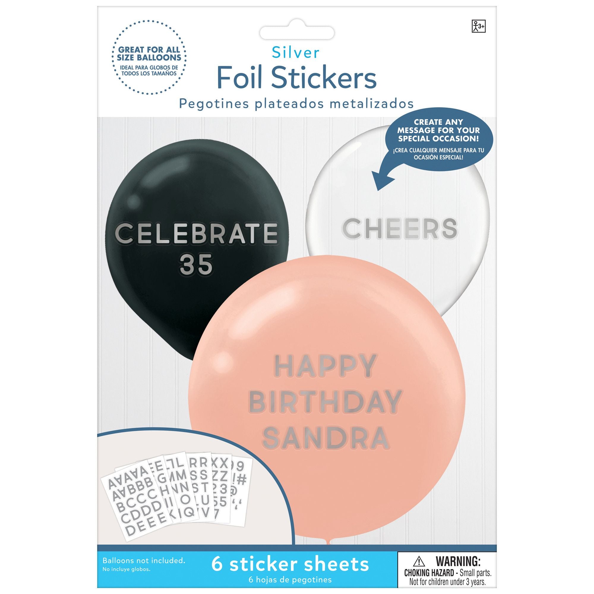 Silver Balloon Sticker Set - 133 Piece Pack