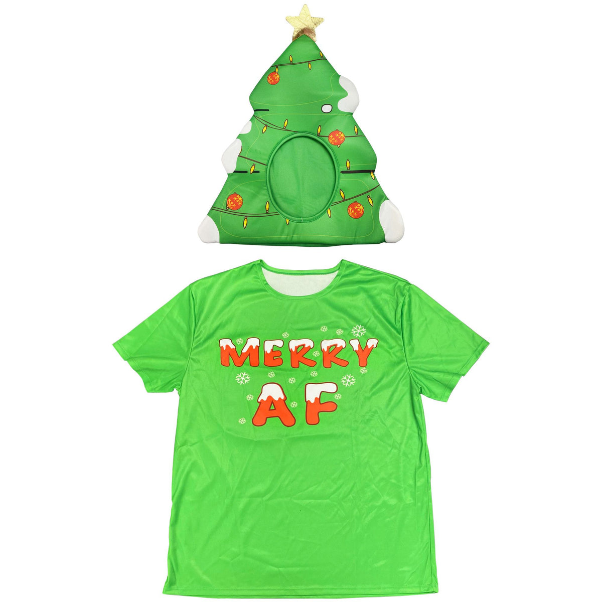 Merry AF Christmas Tree Head Cover & T-Shirt Set