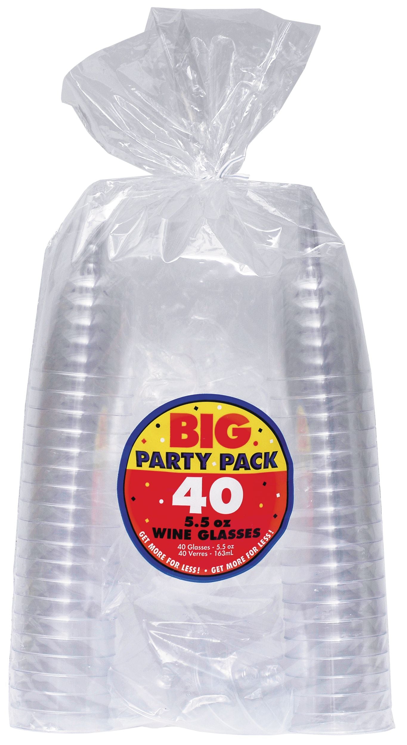 Clear Plastic Wine Glasses, 5.5 oz, 32-Pack - Perfect for Parties!