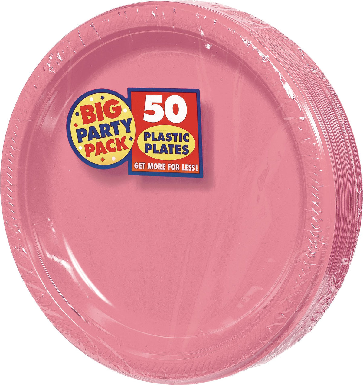 Big Party Pack Pink Plastic Dinner Plates - 50 Pack, 10.25"