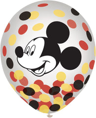 Mickey Mouse Confetti Latex Balloons - 12" 6-Pack
