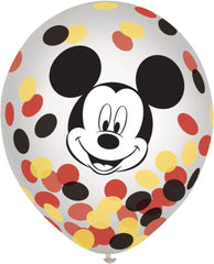 Mickey Mouse Confetti Latex Balloons - 12" 6-Pack