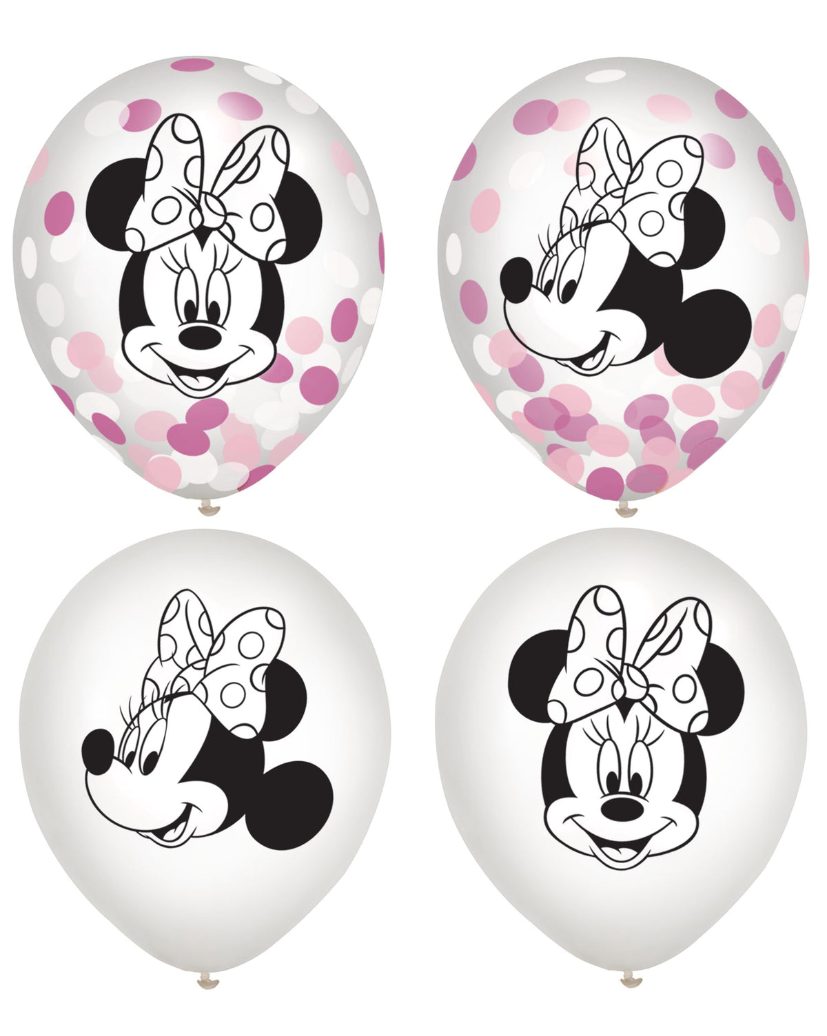 Minnie Mouse Confetti Latex Balloons - 12in, 6 Pack