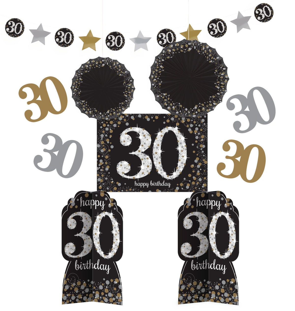 Sparkling 30th Birthday Celebration Room Decorating Kit