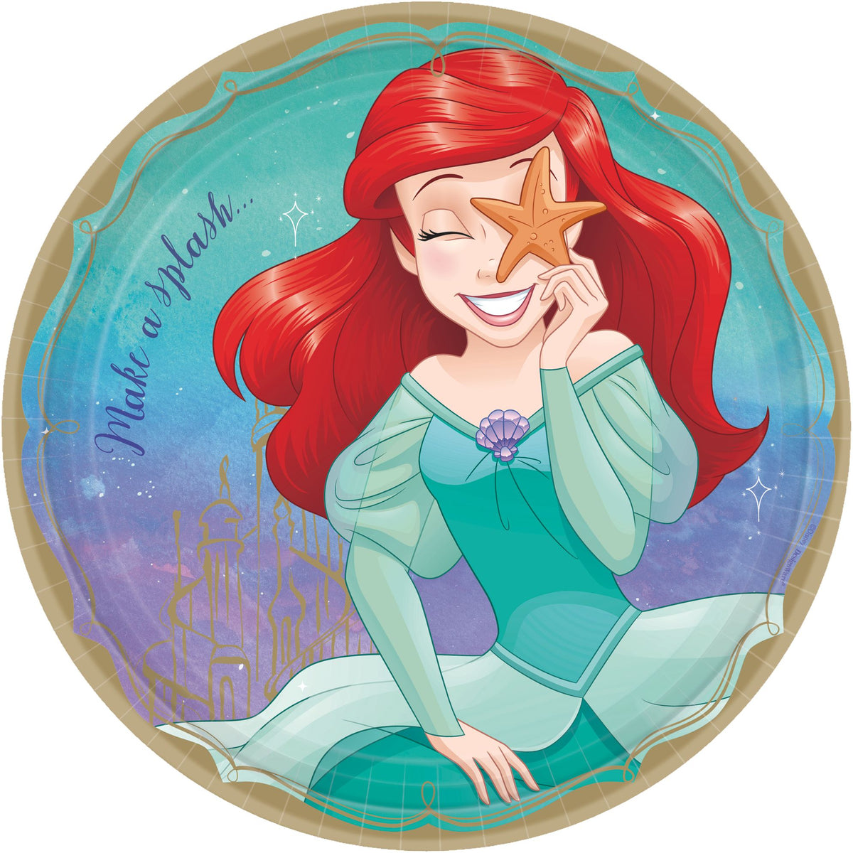 Disney Princess Ariel "Make a Splash" 9-Inch Round Paper Plates - 8 Pack