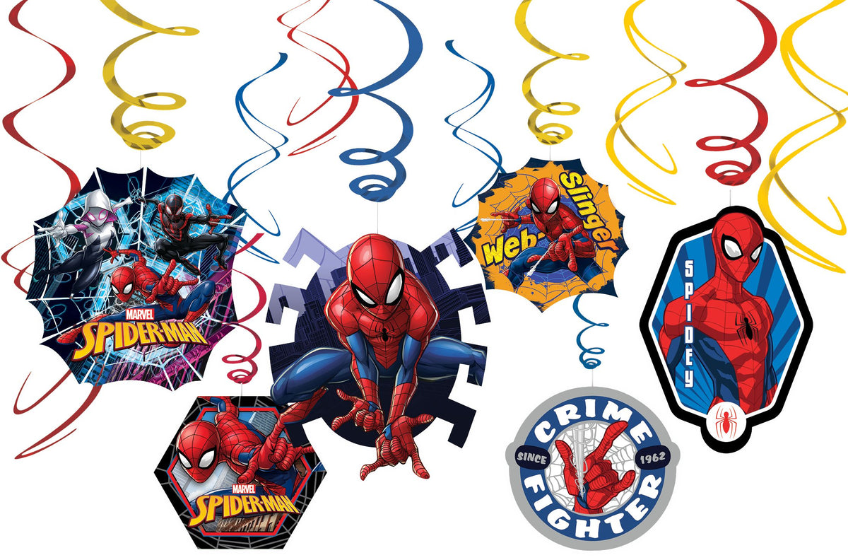 Spider-Man Webbed Wonder Swirl Hanging Decorations - 12 Piece Set